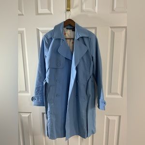Soft cotton light blue trench coat, super cute liner